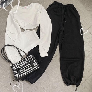 ☀️set quần jogger trơn+ set áo 2 món đắp chéo