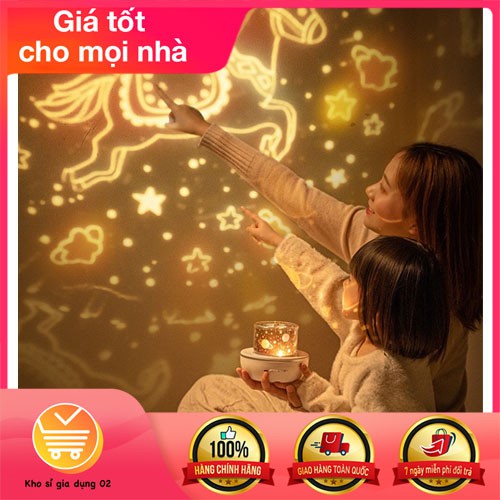 Đèn chiếu ngàn sao thế giới cổ tích 3D, hình sinh nhật xoay tự động đèn LED lãng mạn dễ thương, Có bảo hành 1 đổi 1