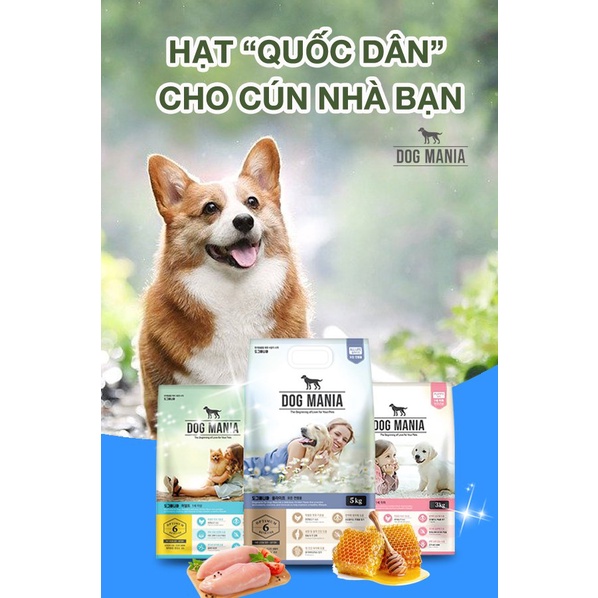 [GIÁ RẺ BẤT NGỜ]Thức ăn hạt cho chó trên 1 tuổi DOG MANIA 1,5kg- giảm mùi hôi của phân, nguyên liệu cao cấp