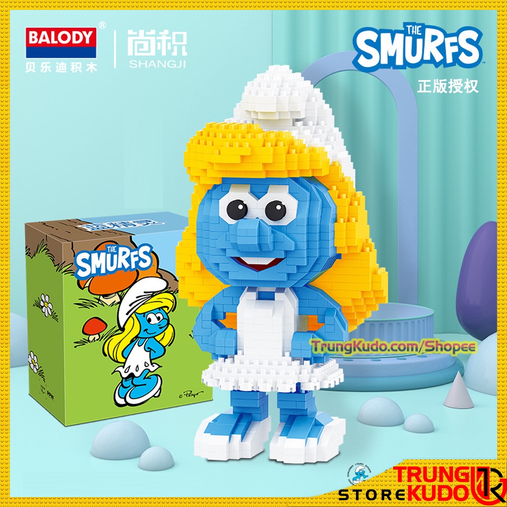 Mô hình Xì Trum The Smurfs dạng Đồ chơi xếp hình dùng làm quà tặng bạn trai bạn gái, Đồ decor