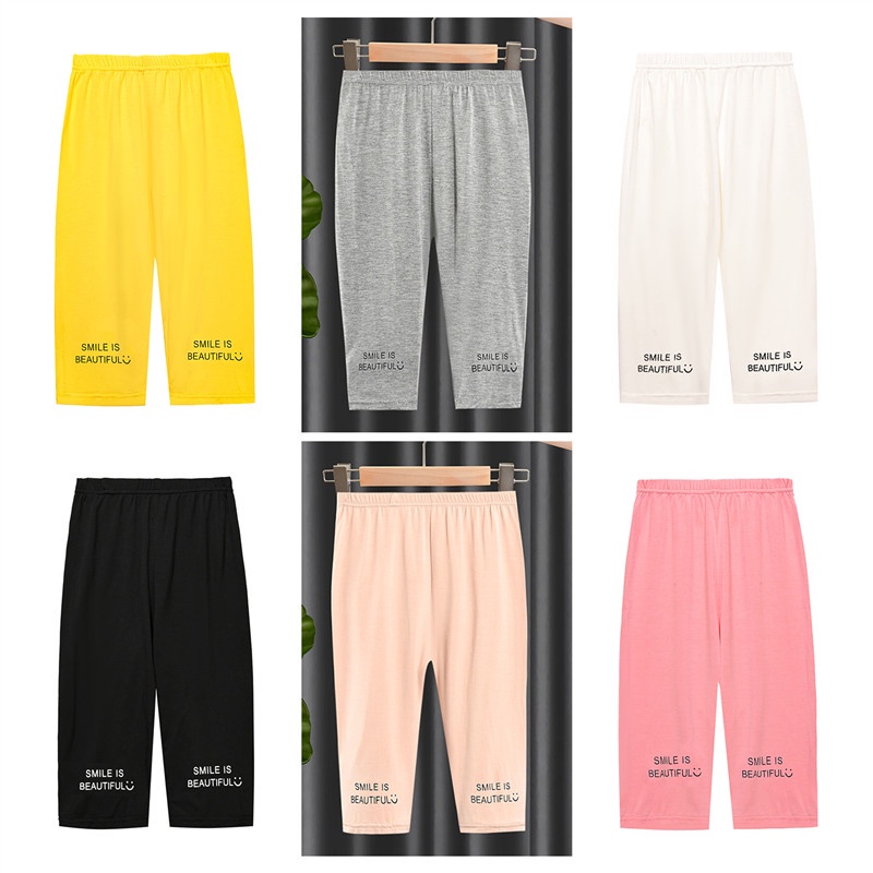 Quần Legging Ngắn 100-160cm Vải Cotton Co Giãn Thời Trang Xuân Hè Cho Bé Gái