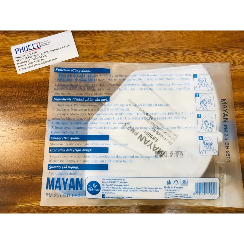 [HCM - Shopee Express 2H] [Gói/ 2 cái] Khẩu trang N95 MAYAN, lọc bụi mịn PM2.5,  lọc 99% vi khuẩn, virut, qua không khí | BigBuy360 - bigbuy360.vn