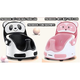 Ghế ăn dặm kiêm ghế chơi đồ chơi có bánh xe và dây kéo Newber Gấu Trúc cho bé trai và Gấu Hồng màu hường cho bé gái