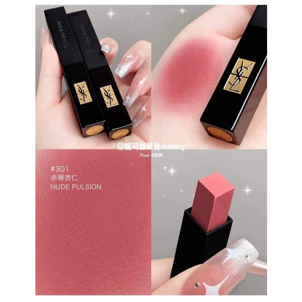 Son YSL SLIM VELVET RADICAL vỏ đen màu 301, 302