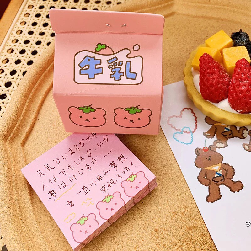 Giấy Note Hình Hộp Sữa 230 Tờ Zanmoo bear