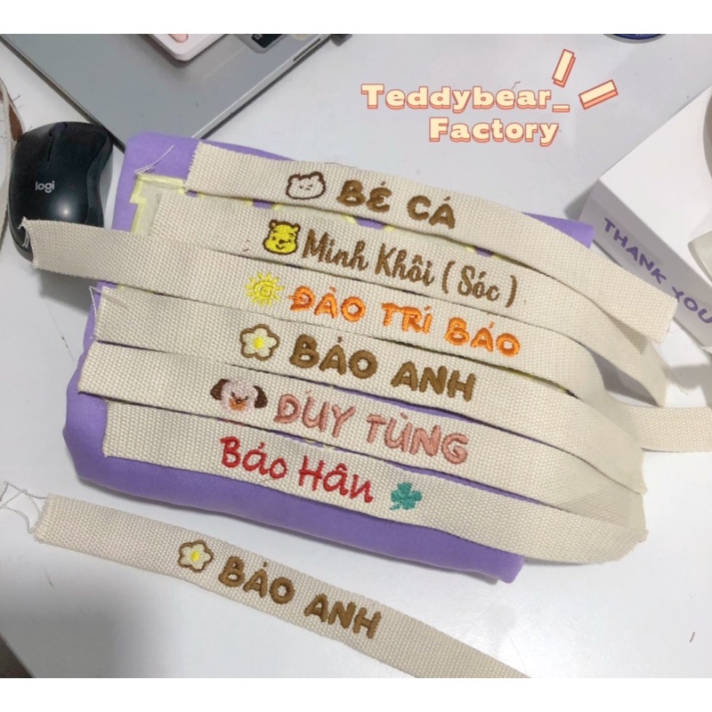 Name Tag Icon Dễ Thương Thêu Tên Theo Yêu Cầu , Móc Khóa ,Tagname Cho Bé Chống Lạc Đồ