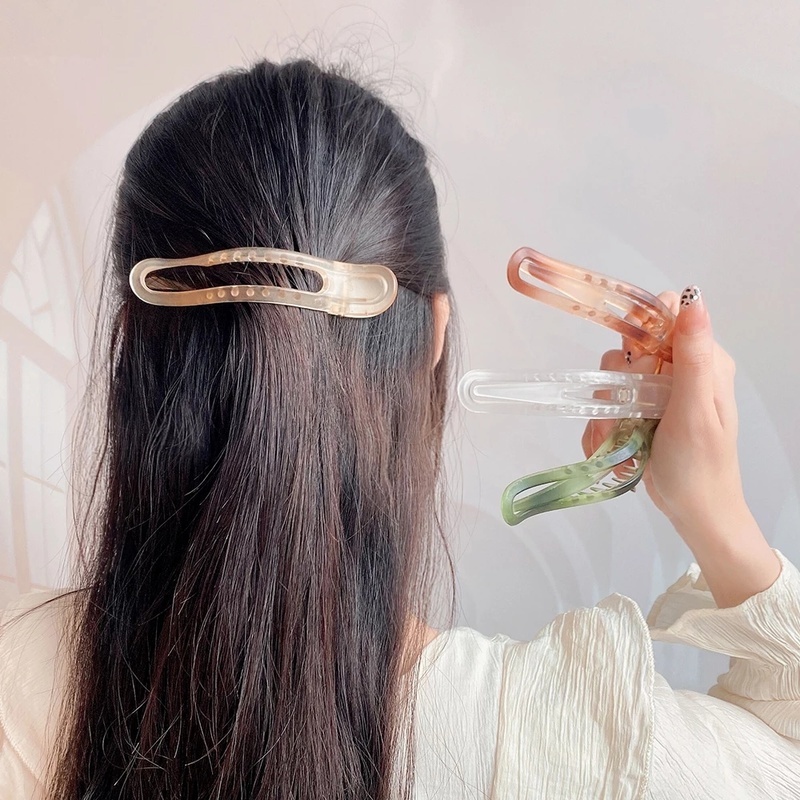 Kẹp Tóc Đuôi Ngựa Cỡ Lớn Bằng Acrylic Mặt Nhám Màu Sắc Gradient Thanh Lịch Dành Cho Nữ