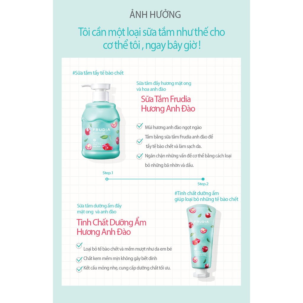 [TẶNG 88K] Sữa Tắm Dưỡng Thể Chiết Xuất Từ Anh Đào Frudia My Orchard Cherry Body Wash 350ml