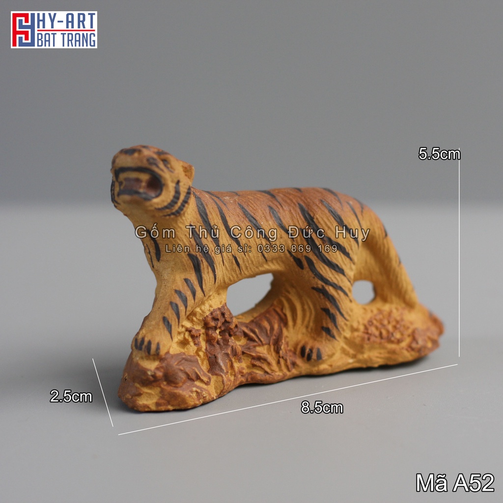 Tiểu cảnh hồ cá, bể cá cảnh, tượng gốm con hổ mini trang trí hòn non bộ chậu cây bonsai