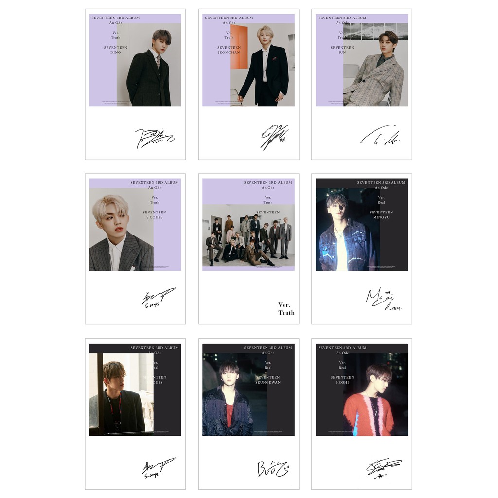 Lomo Card Ảnh SEVENTEEN - AN ODE FULL 4 VER ( 54 ảnh có chữ ký)