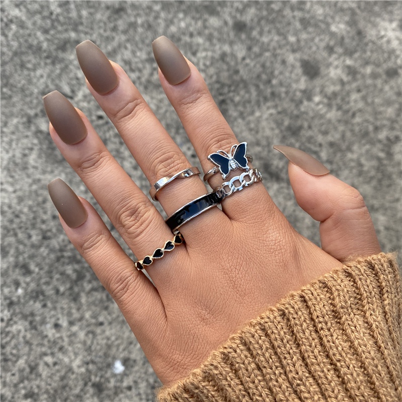 IF ME Bộ nhẫn đeo tay kim loại phong cách vintage thời trang