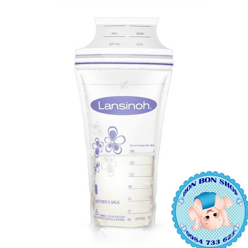 Túi Trữ Sữa Lansinoh Hộp 100 Túi 180ML cho bé