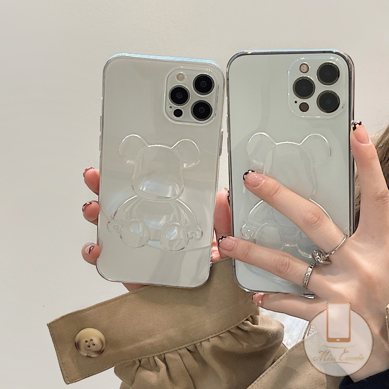 Ốp Điện Thoại TPU Mềm Trong Suốt Hình Gấu 3D Cho iPhone 11 7 + 8 + 6 6s + XR 7 8 12 13 Pro MAX 14 + 14 Pro MAX 11Pro MAX X XS MAX SE 2020