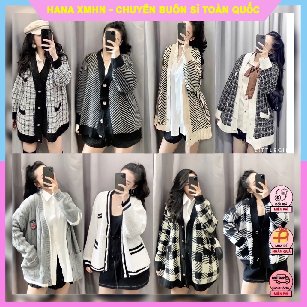 [ÁO KHOÁC] Cardigan Họa Tiết Kẻ Ô Chất Len Dày Dặn Dành Cho Nữ