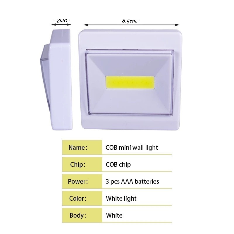 Công tắc đèn LED COB hình vuông gắn tường cho phòng ngủ/ cầu thang