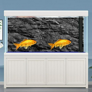 Áp Phích Trang Trí Bể Cá Kết Cấu Đá Đen 3d