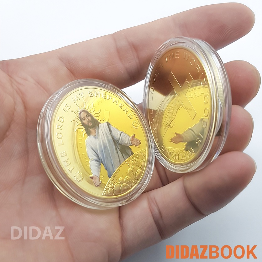 Đồng xu Chúa Jesus kỉ niệm, trưng bày, để ví, tặng người thân, cầu bình an
