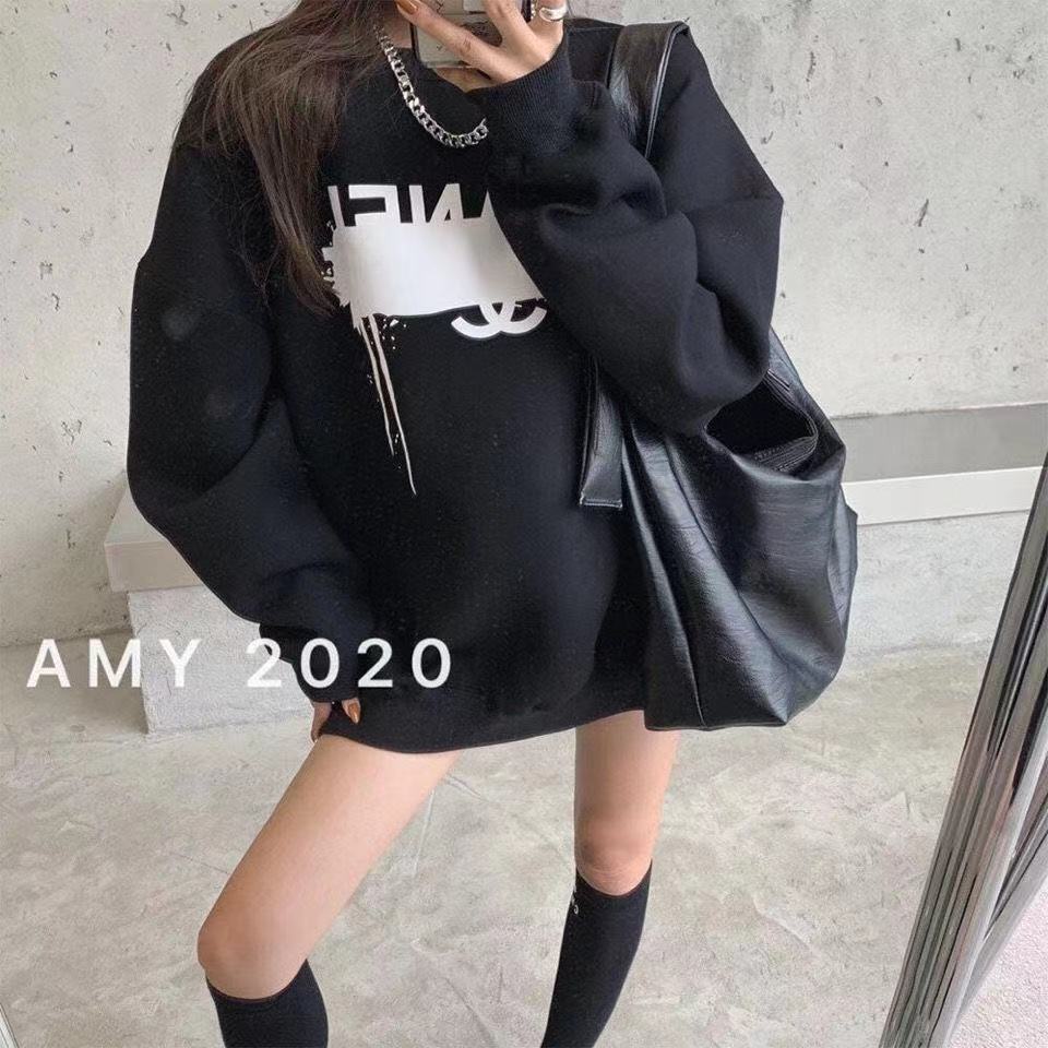 [250gDày lên]Áo sweater dáng rộng in chữ cá tính
