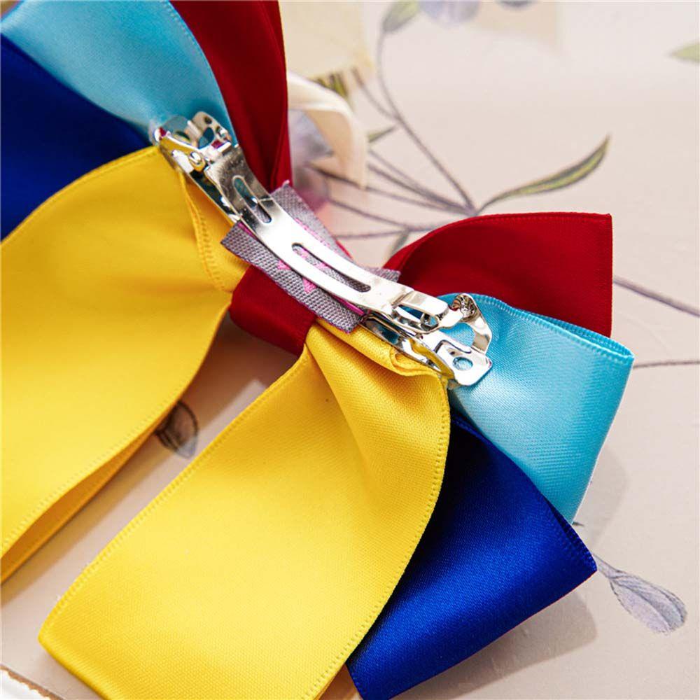 Kẹp Tóc Nơ Ruy Băng Bằng Satin Màu Xanh Dương / Vàng / Đỏ Ngọt Ngào