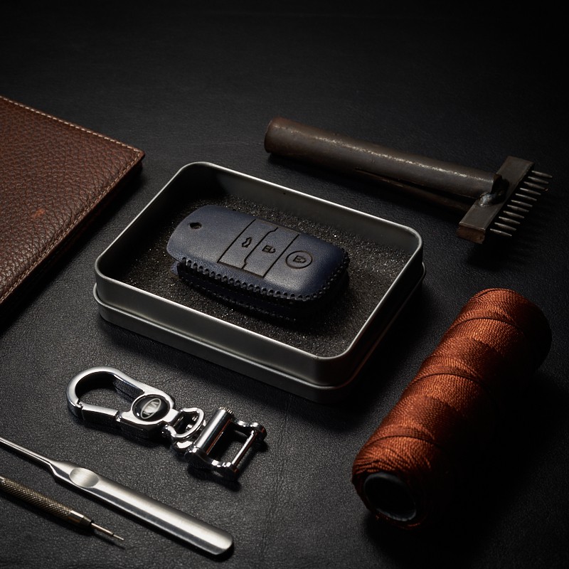 bao da ô tô Kia K3 / Cerato / Sorento 2015 / 2017 dạng hộp da bò nappa xanh đen