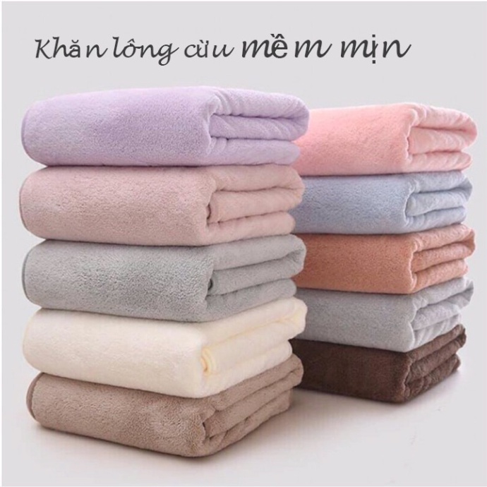 Khăn tắm lông cừu Hàn Quốc màu trơn size lớn 70x140cm nặng 300g cực mềm mại, thấm hút, phù hợp với mọi lứa tuổi