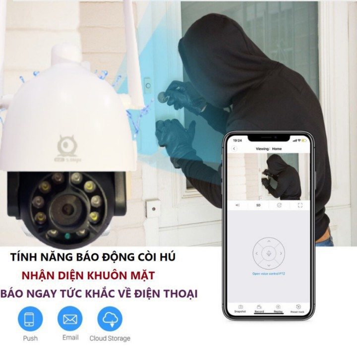 CAMERA WIFI V380 PRO NGOÀI TRỜI 5.0 Mpx PTZ C12, theo dõi chuyển động, đàm thoại 2 chiều, chống nước chống bụi | BigBuy360 - bigbuy360.vn