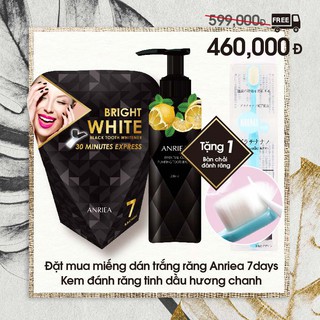 COMBO LIỆU TRÌNH 7 NGÀY MIẾNG DÁN TRẮNG RĂNG ANRIEA + KEM ĐÁNH RĂNG CHANH TẶNG 1 BÀN CHẢI