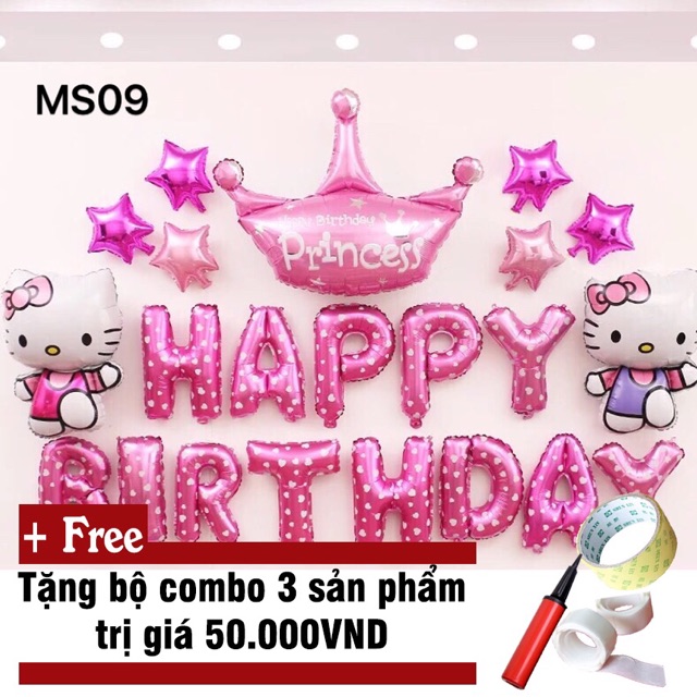 SET BÓNG SINH NHẬT HÌNH HELLO KITTY CHO BÉ