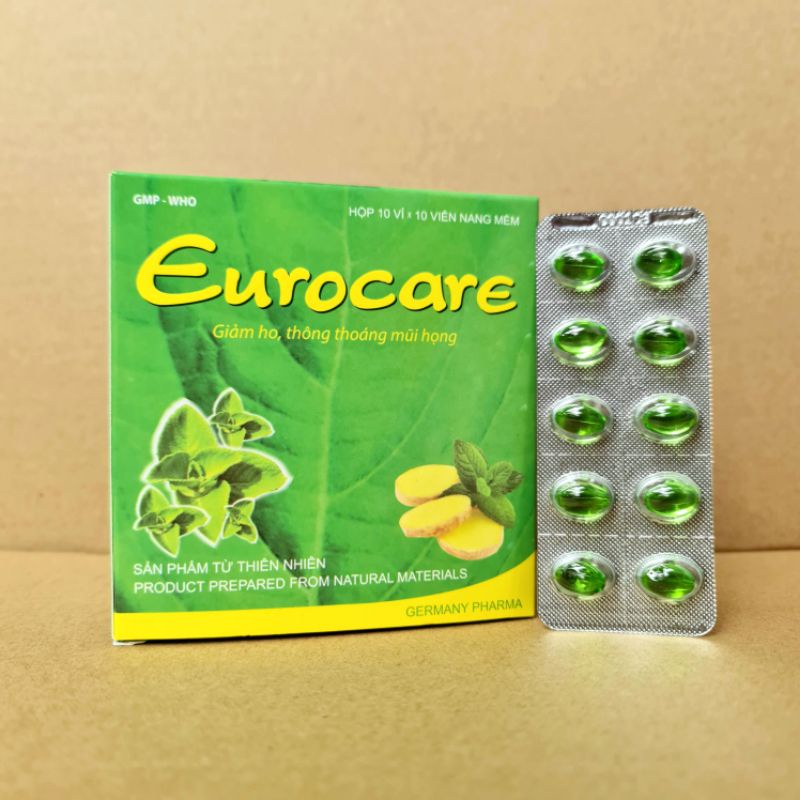 Eurocare - Giảm ho, thông thoáng mũi họng - Hộp 100 viên