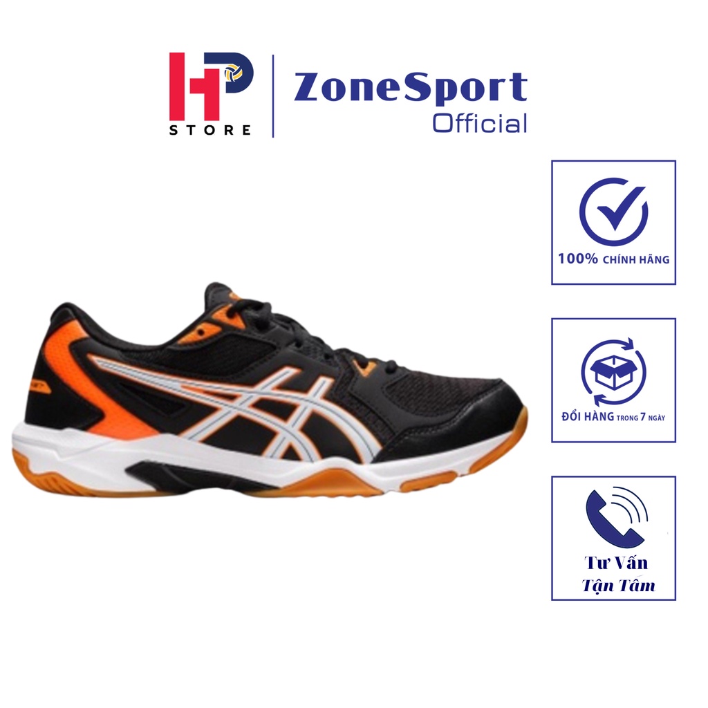 Giày Asics Gel Rocket 10 Đen Cam 2022 - Giày Bóng Chuyền, Cầu Lông, Tennis đệm gel hấp thụ sốc, đàn hồi, giảm chấn