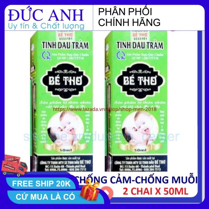 Combo 2 chai Tinh dầu tràm Bé Thơ nguyên chất cho bé Cajeput Oil 20ml và 50ml - shop men 2018 - dau tràm- tinh dau Tràm-