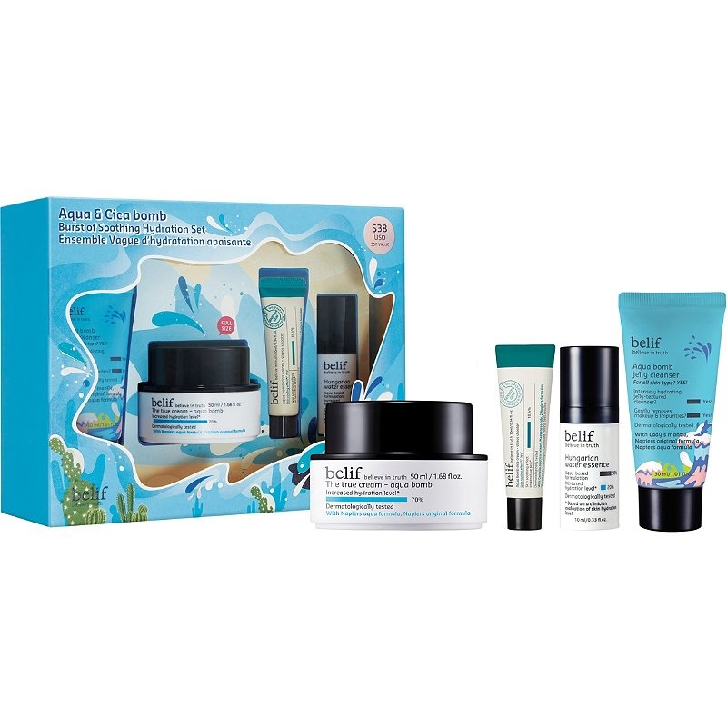 🔥 HOT - Fullset 🔥 Bộ dưỡng da BELIF Aqua Cica Bomb Burst Of Soothing Hydration Set / Aqua Bomb Poolside Hydration Set