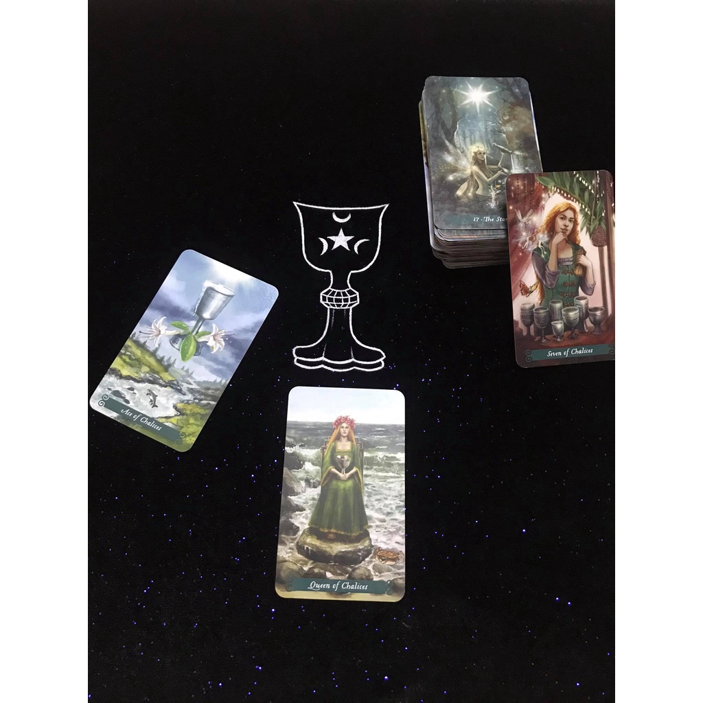 Khăn trải bài tarot, thảm trải bài tarot "The Cup" Lilida tarot (tặng đá và túi đựng bài tarot)
