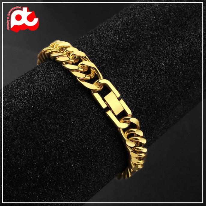Lắc tay nam kiểu lặc đôi titan cao cấp rẻ đẹp khóa bộ cao cấp thép không gỉ PT JEWELRY cỡ 10mm mạ vàng PTLTNA16