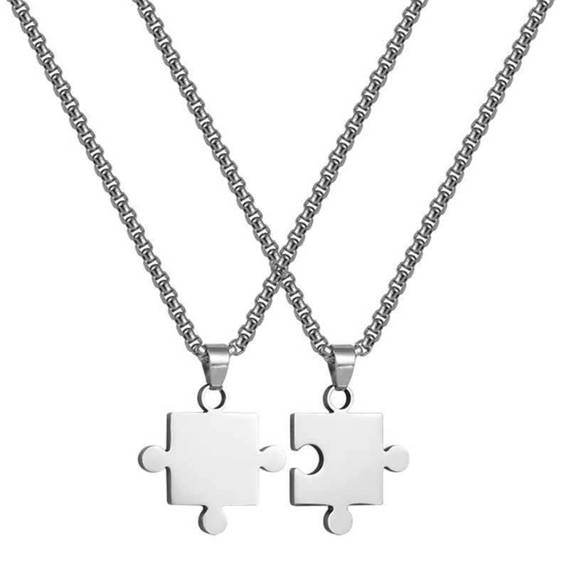 Vòng cổ Bằng Thép Không Gỉ 70cm Mặt Mảnh Ghép Thời Trang Cho Cặp Đôi