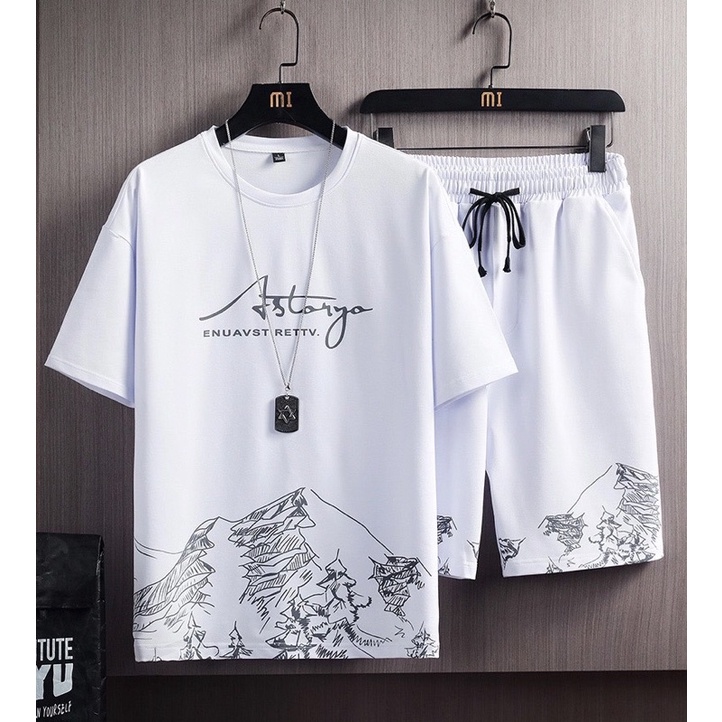 Quần áo Bộ thể thao Nam - quần áo ngắn tay hình núi phong cách