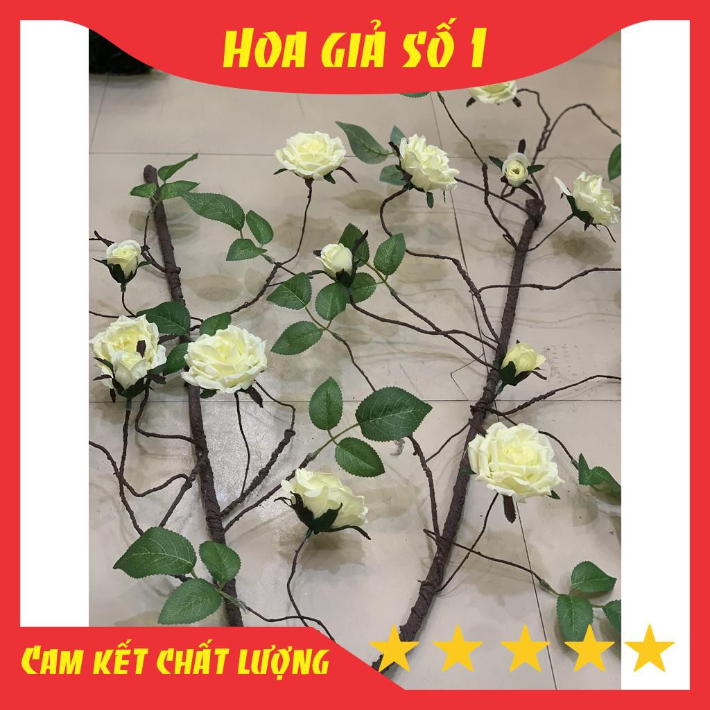 Dây hoa giả, Dây Hoa Hồng Leo Cổ dài 1m7, hồng leo giả decor tường trang trí, sự kiện