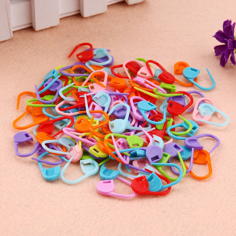 Set 100 ghim vải đan làm từ nhựa nhiều màu tiện dụng