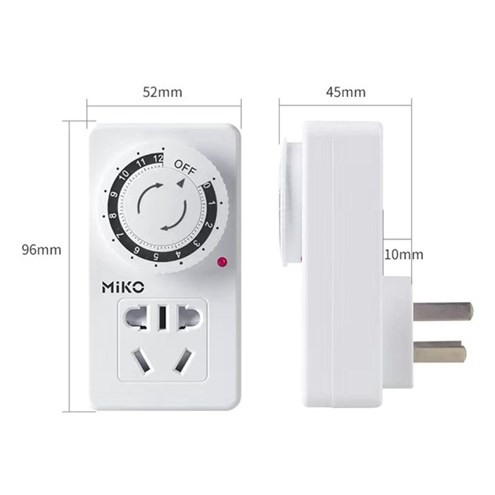 Ổ cắm hẹn giờ bằng cơ Miko-MK958 công suất 10A/220V Chính hãng  + Tặng Phích chuyển đổi từ 3 chấu sang 2