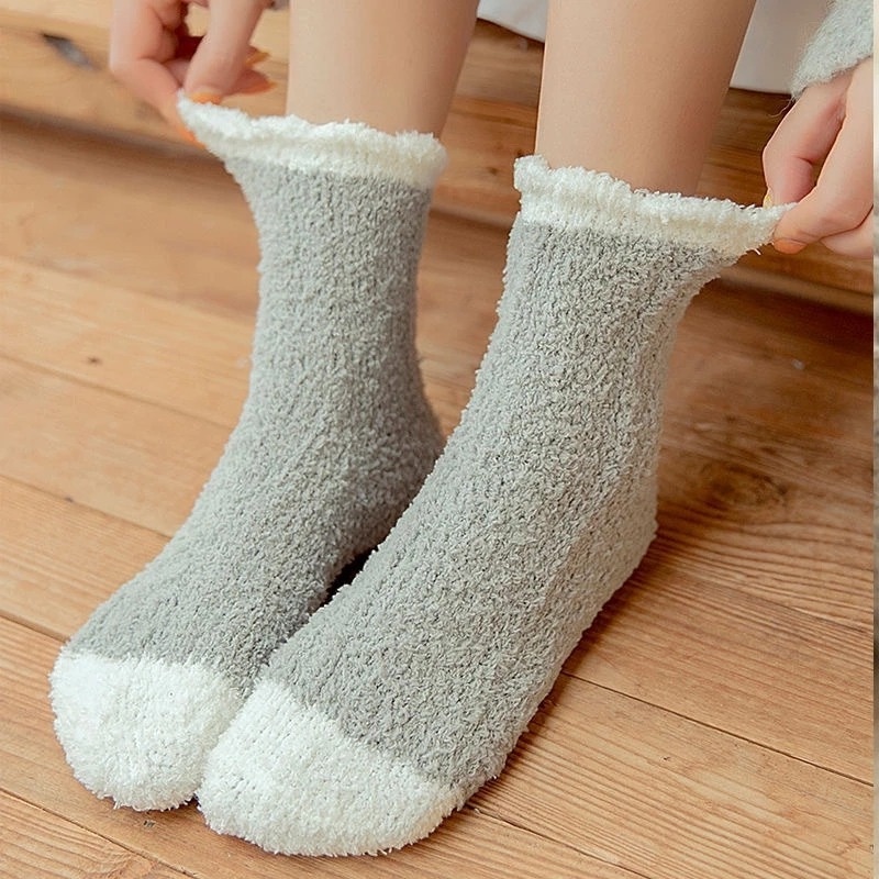 Vớ lông nhung dày dặn co giãn phong cách thời trang nhật bản dành cho nữ