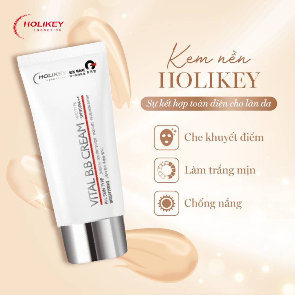 Kem Nền Holikey Vital BB Cream Brighteing W/O Type SPF40 PA++ All Skin Type 50ml