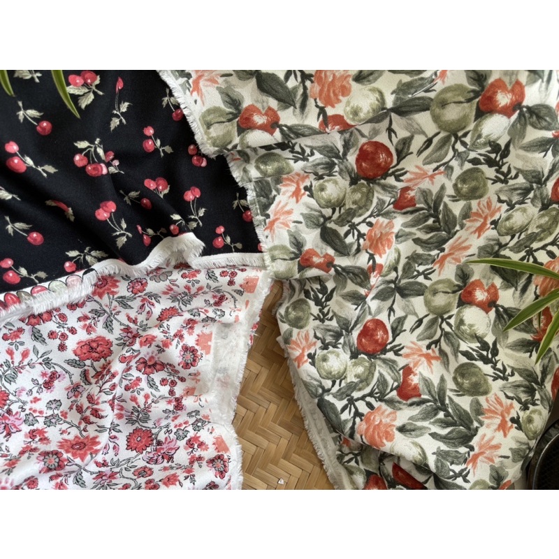 Vải đũi cotton hoa nhí vintage