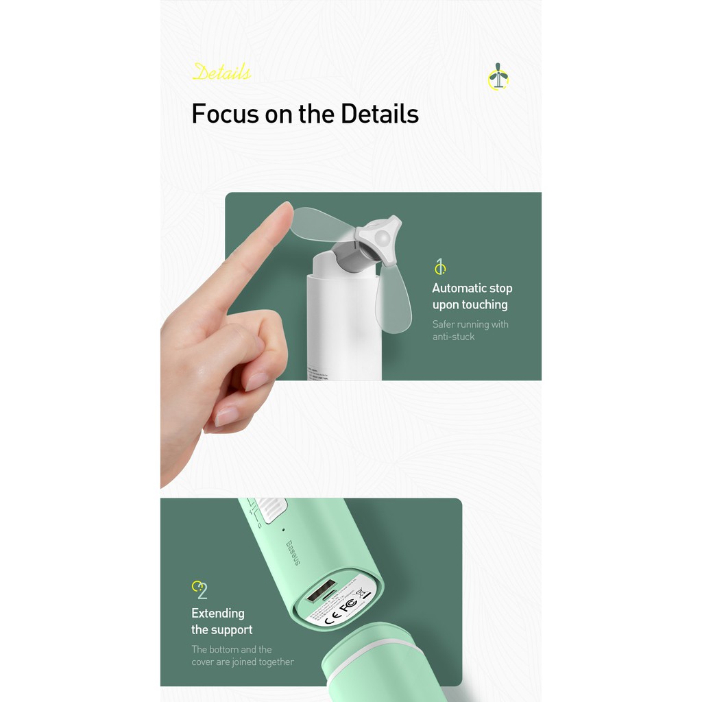 Quạt cầm tay tích hợp pin dự phòng 2000mah Baseus B02 chính hãng | BigBuy360 - bigbuy360.vn