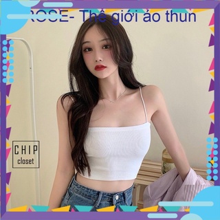 Áo 2 dây sợi bún thun gân đẹp 100% cotton đen trắng , áo croptop ôm mặc trong siêu mát