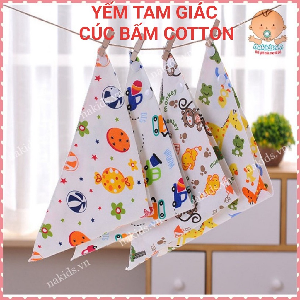 Khăn Yếm Tam Giác Cotton 🍀 FREESHIP 🍀 Yếm Dãi Quàng Cổ Có Cúc Bấm Cho Bé hàng xuất khẩu MS22