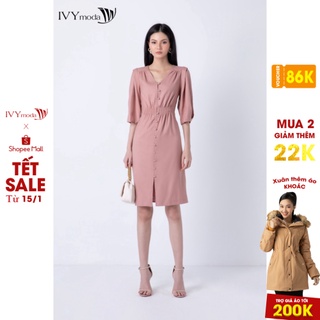 Đầm hạ eo cổ V IVY moda MS 48T0059