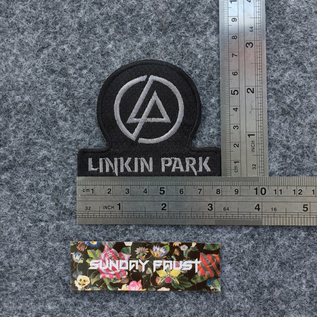 Sticker Ủi Thêu Chữ Linkin Park Màu Xám