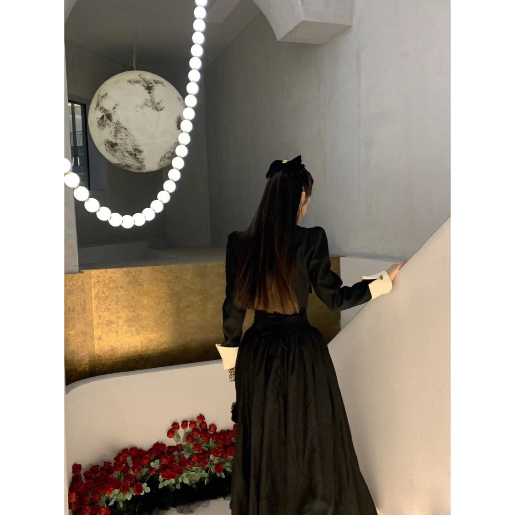 Phong Cách Thu Đông Mới!Bộ Áo Khoác Blazer + Chân Váy Lưng Cao Thời Trang Pháp Cổ Điển