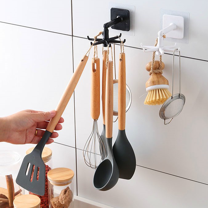 Móc Treo Đồ Dùng Nhà Bếp 6 Móc Xoay Được Đa Năng