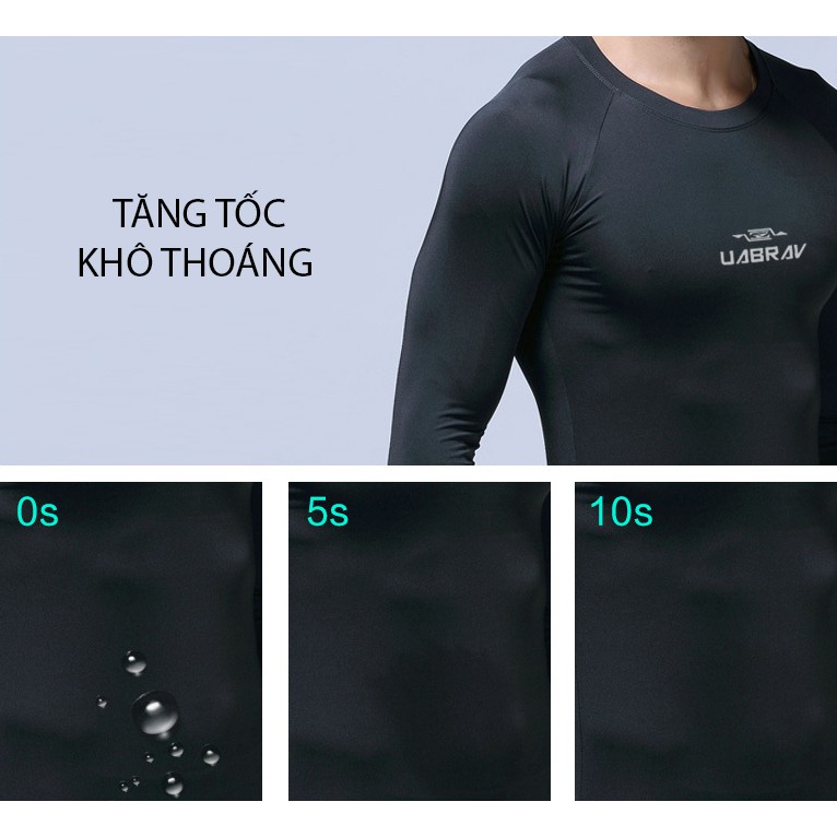 Áo gym nam tay dài ttrơn ôm sát UABRAV Sportswear Concept thoải mái mềm mịn khô thoáng và thời trang nam tính